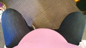 Yep. Cannot sit with my legs together at this point.