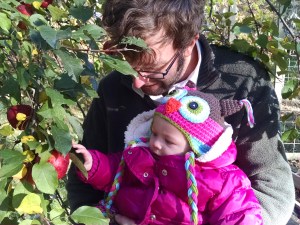 Exploring the apple trees at Oma and Opa's house.